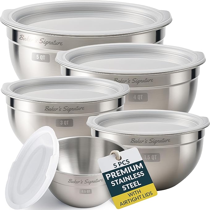 Baker's Signature Stainless Steel Mixing Bowls by BakersSignature