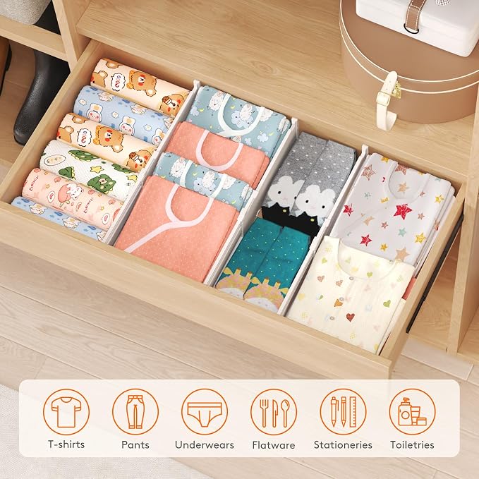Lifewit 4" Tall 5 Pack Drawer Dividers, 35-56.5cm/13.8-22.2" Expandable Drawer - Image 9