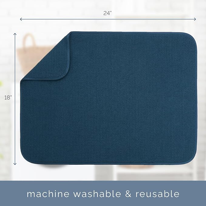 S&T INC. Dish Drying Mat XL, 18” x 24”, Absorbent Microfiber Kitchen Counter Mat - Image 6