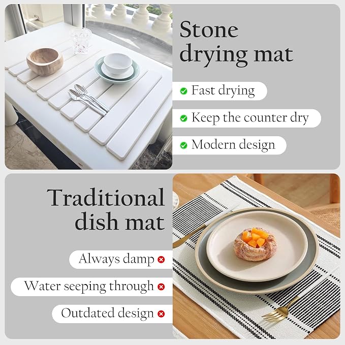 Large Stone Drying Mat for Kitchen Counter | Premium Diatomaceous Earth Coaster - Image 4