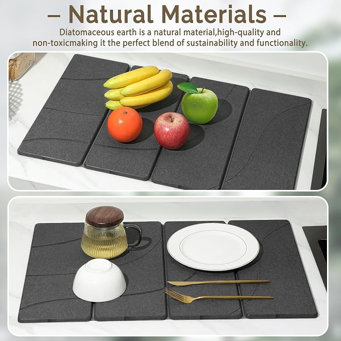 Large Stone Dish Drying Mat for Kitchen Counter, Foldable Water Absorbing - Image 8
