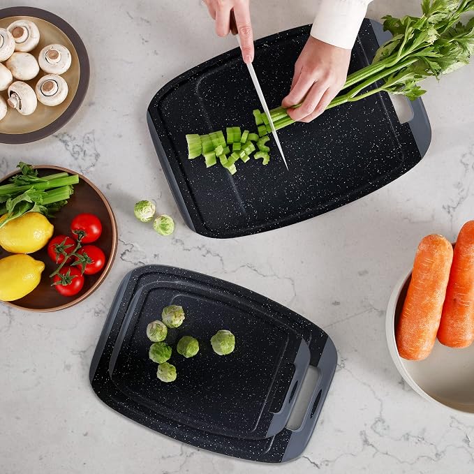 Neoflam Microban Antimicrobial Plastic Cutting Board 3 Sets, BPA Free, Non-Slip - Image 4