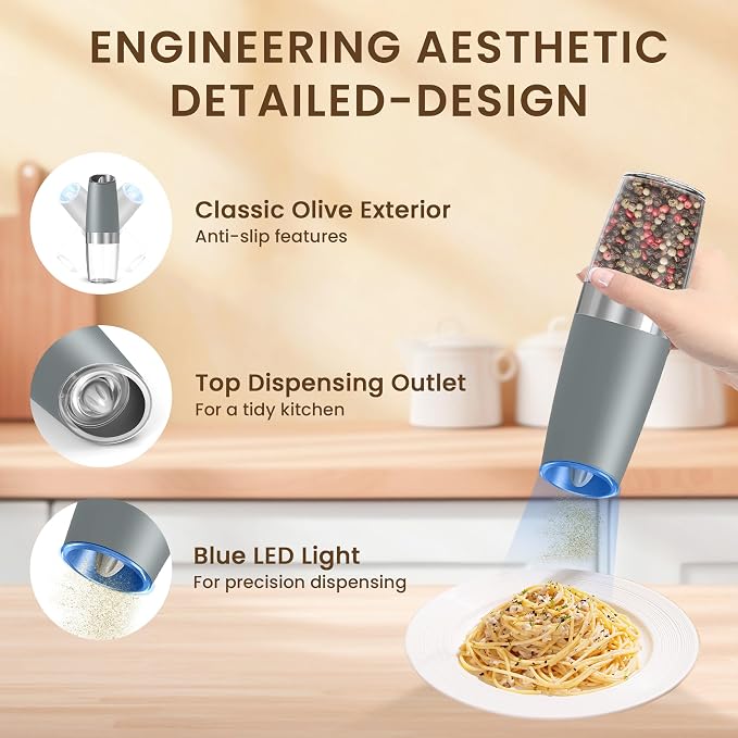 Gravity Electric Salt And Pepper Grinder Set, Automatic Salt And Pepper Grinder - Image 4