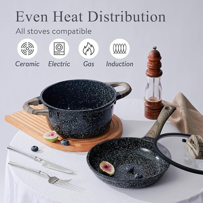 Pots and Pans Set Non Stick Non-Toxic 22 Pcs Ceramic Cookware Sets Nonstick - Image 4