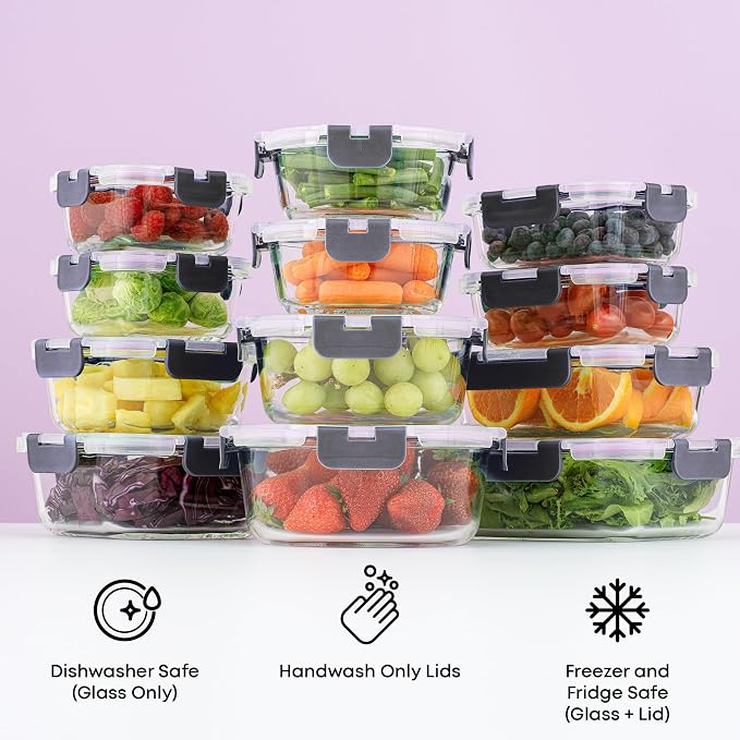 JoyJolt 24pc Borosilicate Glass Storage Containers - Image 6
