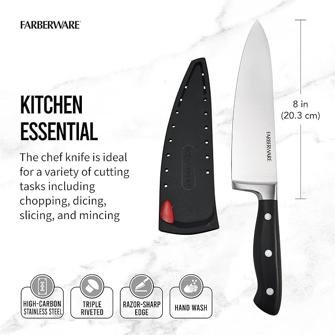 Farberware Edgekeeper 8-Inch Forged Triple Riveted Chef Knife - Image 2