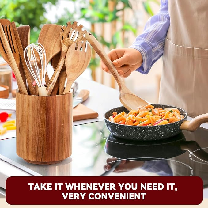 SiliFine 11 Pcs Wooden Kitchen Utensils Set - Image 6