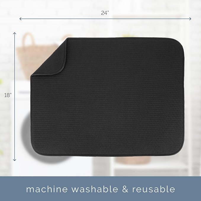 S&T INC. Dish Drying Mat XL, 18” x 24”, Absorbent Microfiber Kitchen Counter Mat - Image 7