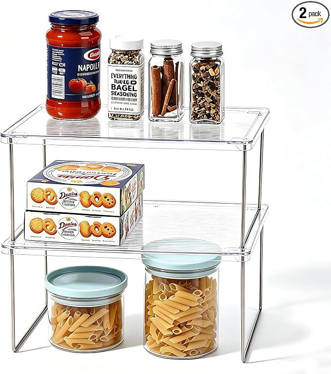 IVYHOME Pantry Organizer, Cabinet Storage Shelf Rack, Stackable Kitchen Cabinet by IVYHOME