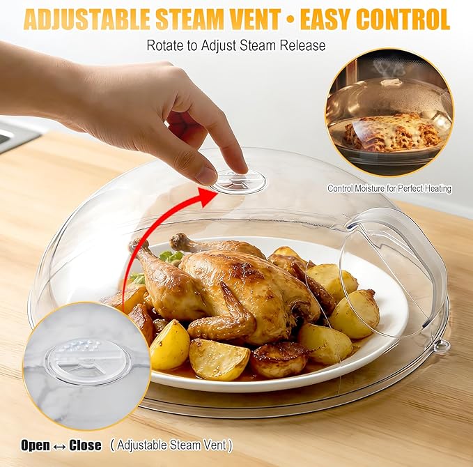 Microwave Splatter Cover for Food 12", Large Clear Microwave Splash Guard - Image 6