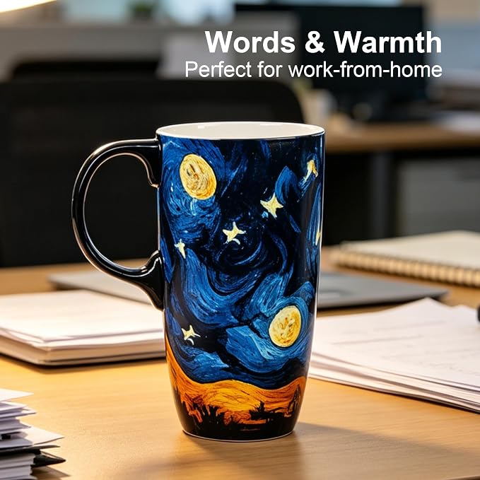 Topadorn Ceramic Coffee Travel Mug - 17 Oz Large Ceramic Latte Teacup with - Image 5