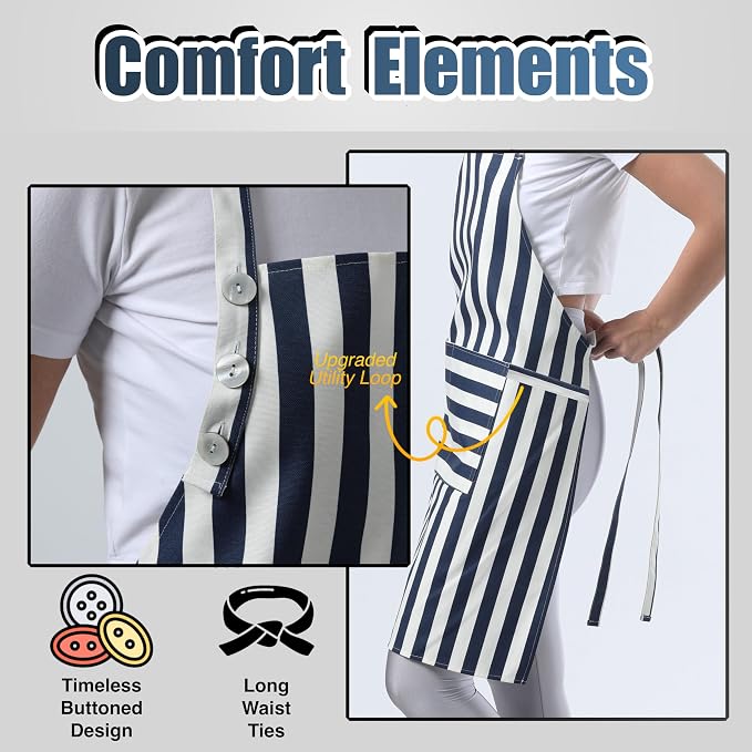 TOSHEX Kitchen Apron Waterdrop Resistant Cotton Apron - Image 5
