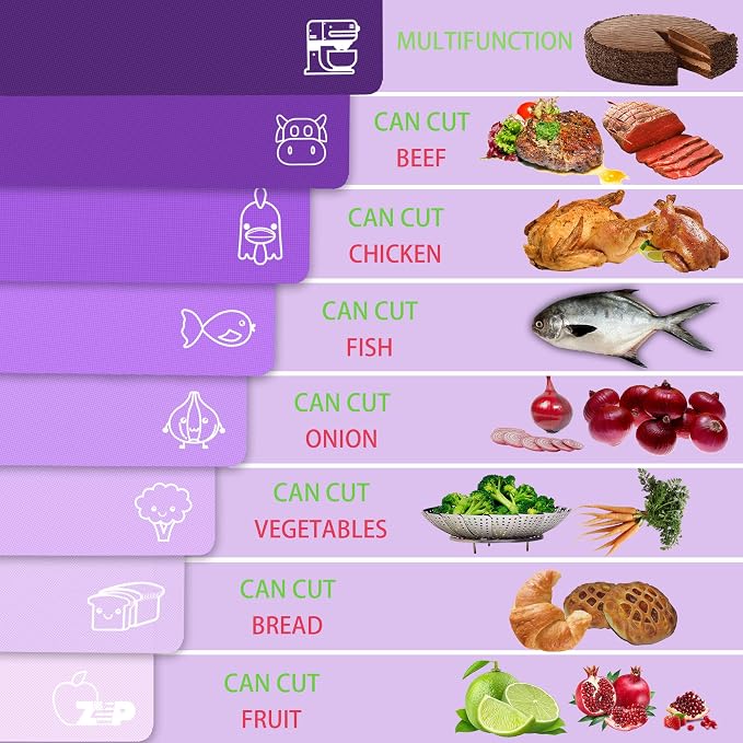 ZVP Plastic Cutting Boards for Kitchen, Flexible Cutting Mats, Gradient Purple - Image 5