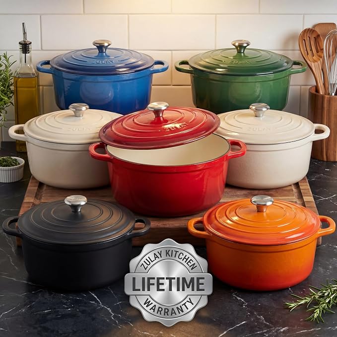 Zulay Kitchen 5 Quart Enameled Cast Iron Dutch Oven Pot - Image 8