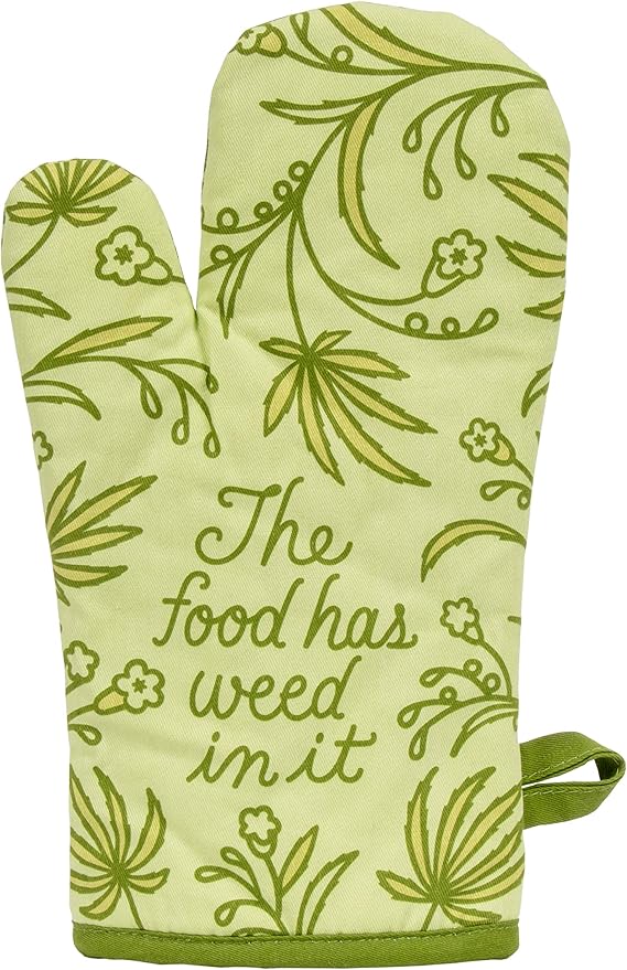 Blue Q Food Has Weed in It Funny Oven Mitts by BlueQ