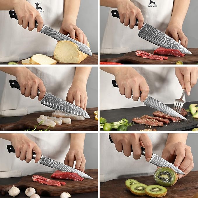 Damascus Kitchen Knife Sets, 9 Pieces Kitchen Knives Set - Image 5