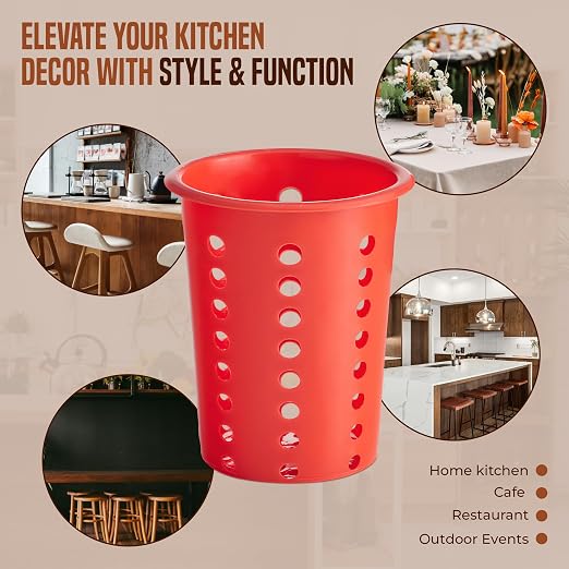 OCS Parts Perforated Utensil Drying Cups | Red | Set of 3 | Plastic Flatware - Image 6