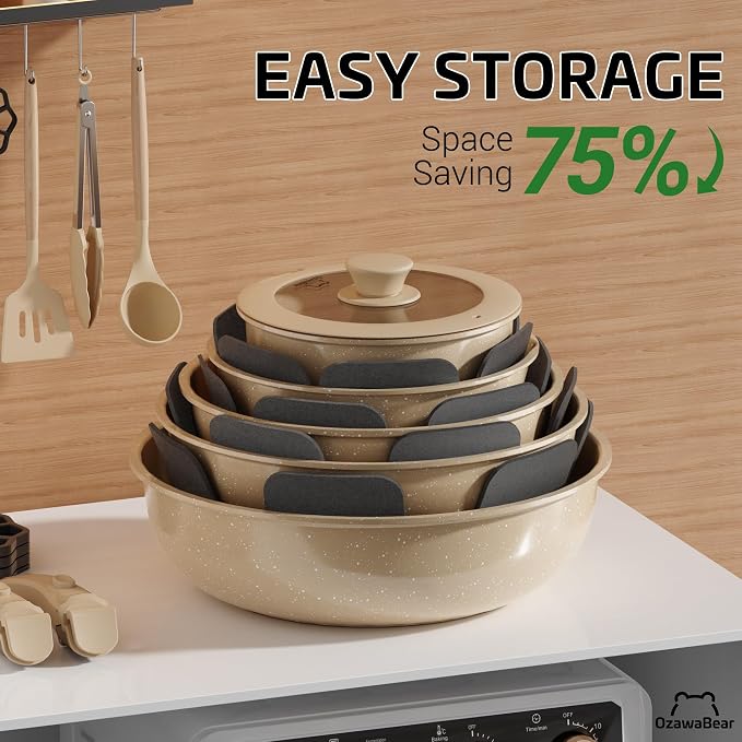 23 Pcs Pots and Pans Set Non Stick, Ceramic Cookware Set Non Toxic - Image 4