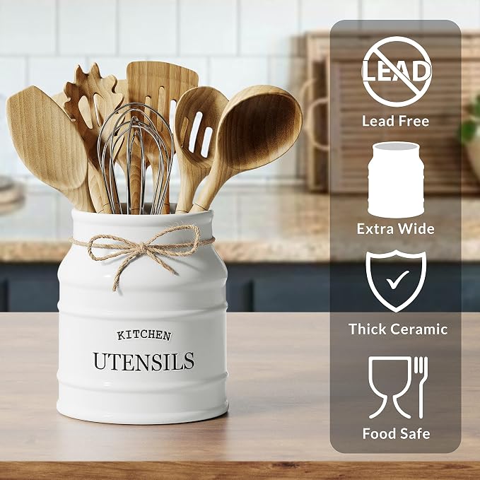 Barnyard Designs Ceramic Farmhouse Utensil Holder - Image 4