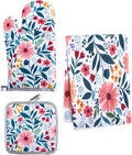 3 Piece Kitchen Towels and Oven Mitts Sets, Absorbent Microfiber Dish Towel by QEES