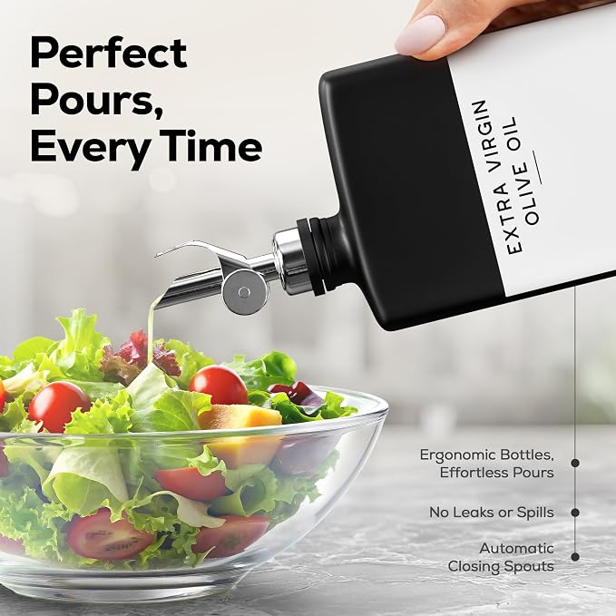 Black Glass Olive Oil Dispenser Bottle - Image 2