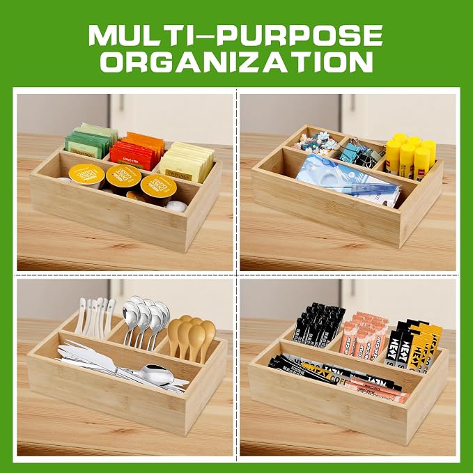4 Pack Bamboo Tea Bag Organizer, Tea Bag Storage - Image 3