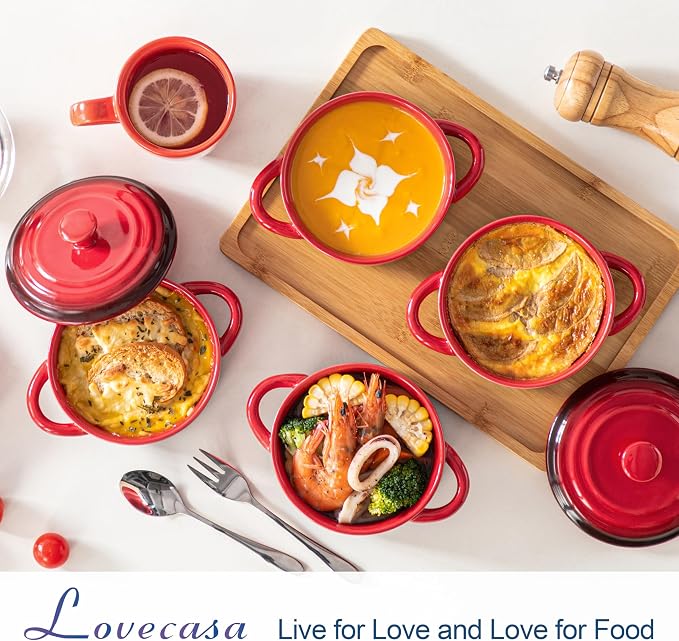 LOVECASA Mini Cocotte Set, 12 OZ Small Casserole Dishes - Image 2