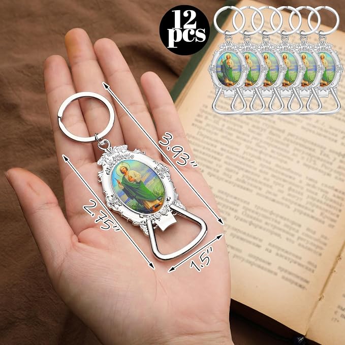 Misdary 12 Pcs St. Jude Bottle Opener Keychain Catholic Bottle Opener - Image 3