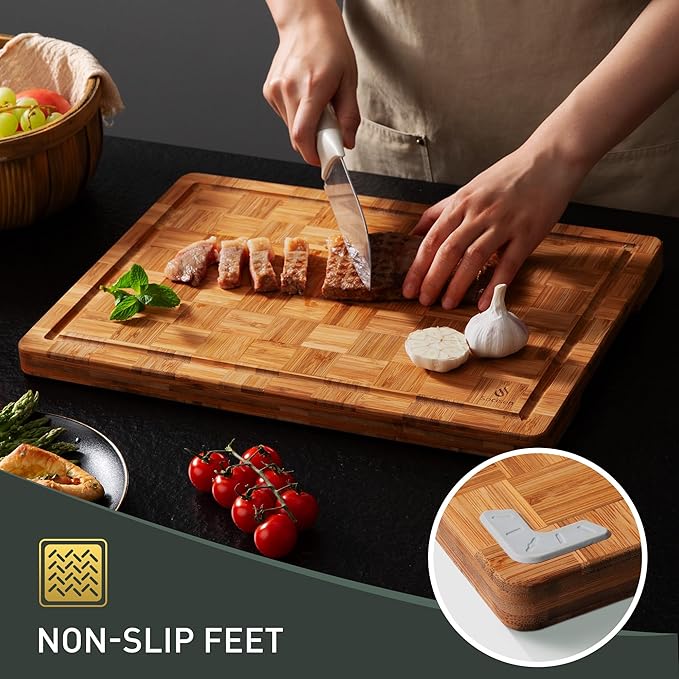 3 Pack Heavy Duty Bamboo Cutting Board Set Non Toxic Wooden Cutting Board - Image 2