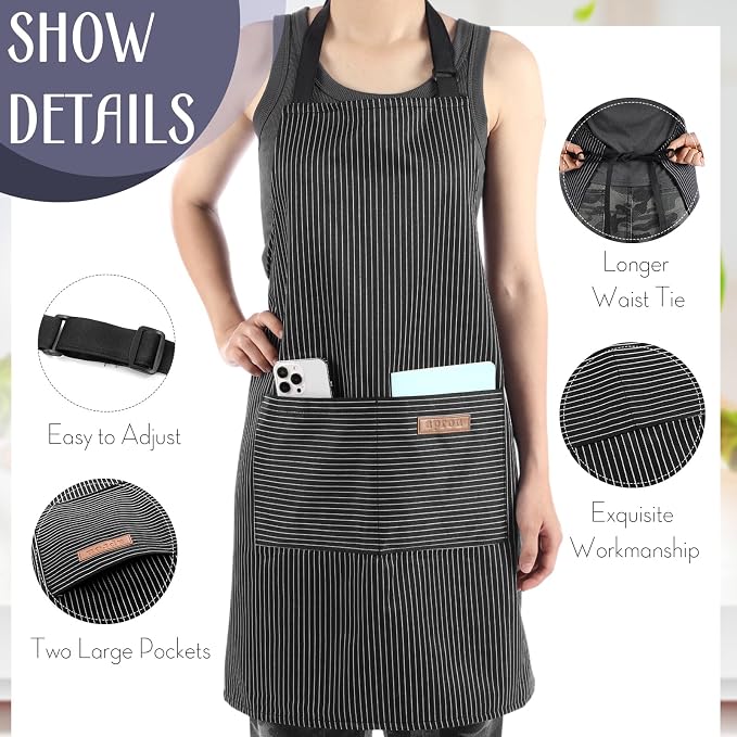 Handepo 12 Pcs Cotton Aprons for Women Men - Image 3