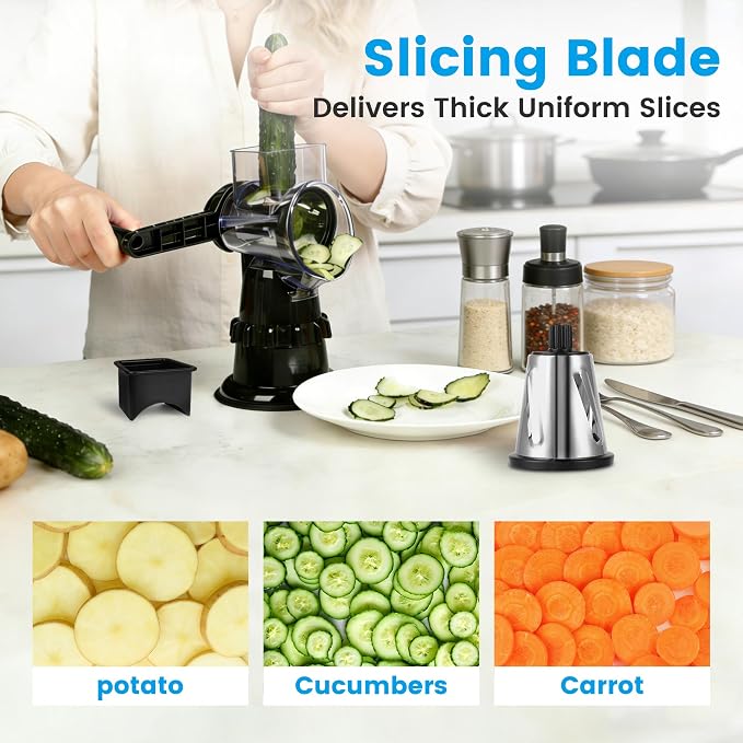 Rotary Cheese Grater Hand Crank, Vegetable Slicer - Image 4