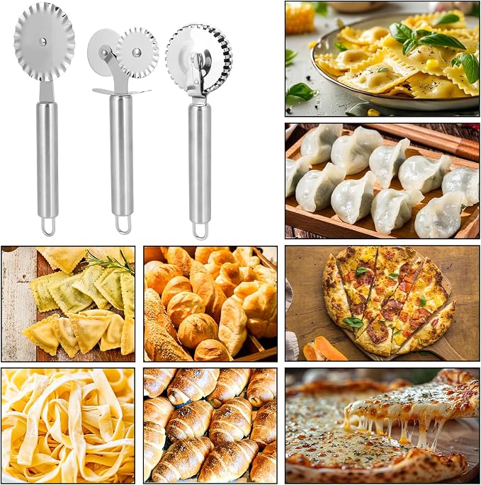 3pcs Pastry Wheel Cutter Set, Stainless Steel Ravioli Pizza Cutter Wheel & - Image 6