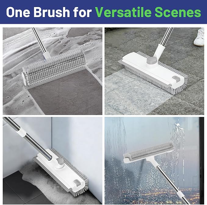 Floor Scrub Brush with Long Handle: 3 in 1 Heavy-Duty Floor Scrubber Brush with - Image 4