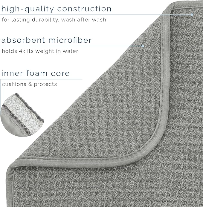 S&T INC. Dish Drying Mat XL, 18” x 24”, Absorbent Microfiber Kitchen Counter Mat - Image 3