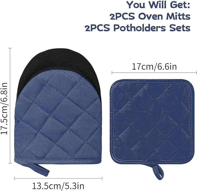 Oven Mitts and Pot Holders Set, Heat Resistant Silicone Kitchen Mini Oven - Image 2