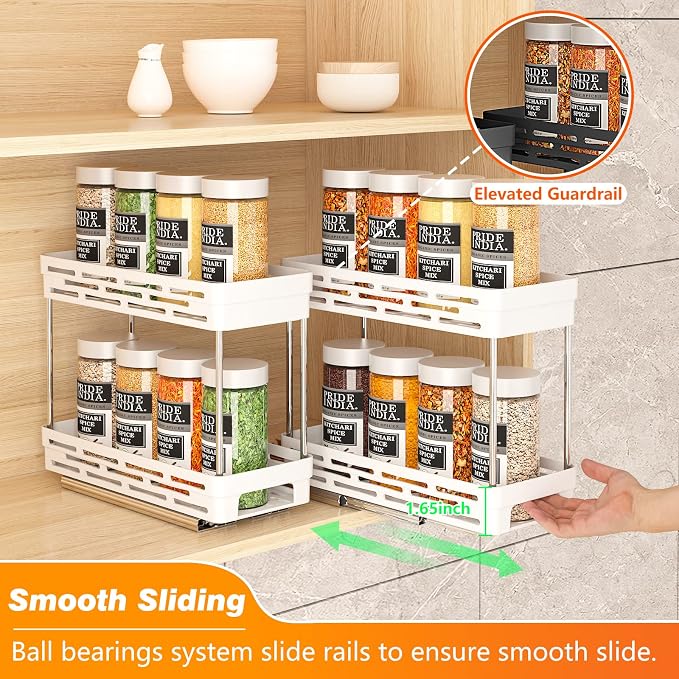 Pull Out Spice Rack Organizer for Cabinet, 2 Pack Slide Out Spice Racks - Image 5