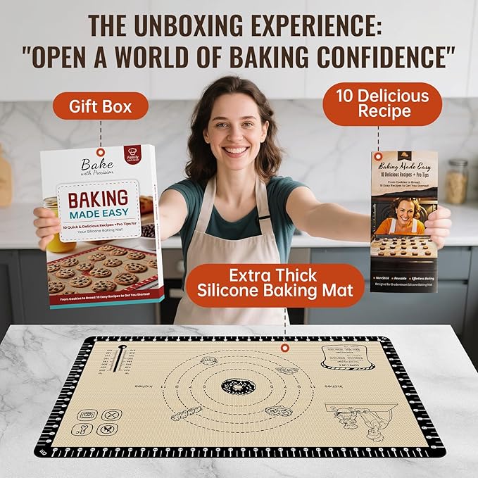 Silicone Baking Mat with 10 Recipes, Extra Thick Silicone Mats - Image 2