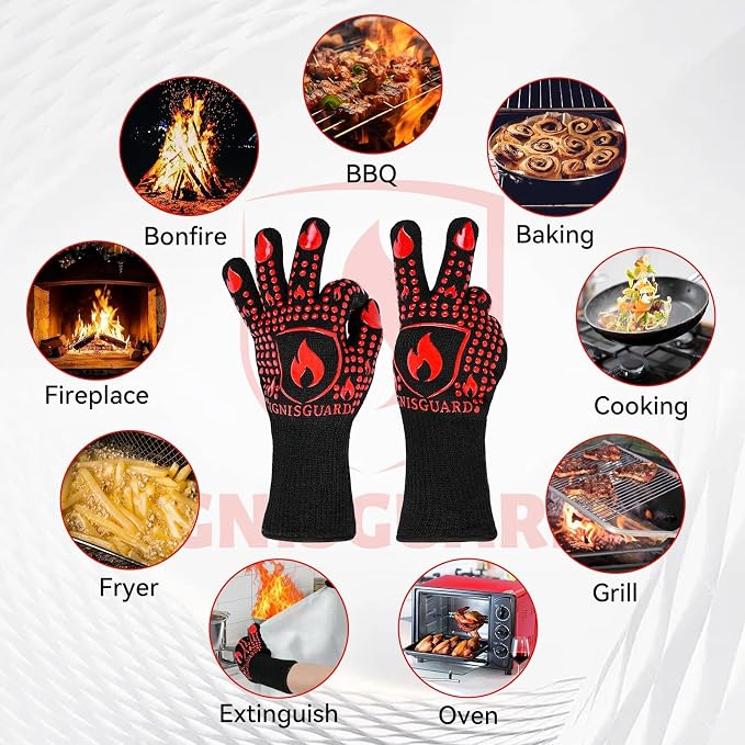 BBQ & Grill Gloves, Oven Gloves, 1472°F Silicone Oven Mitts Heat Resistant - Image 7