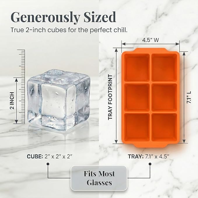 KitchFort Large Silicone Ice Cube Tray, Easy Release 2" Big Ice Cubes - Image 8