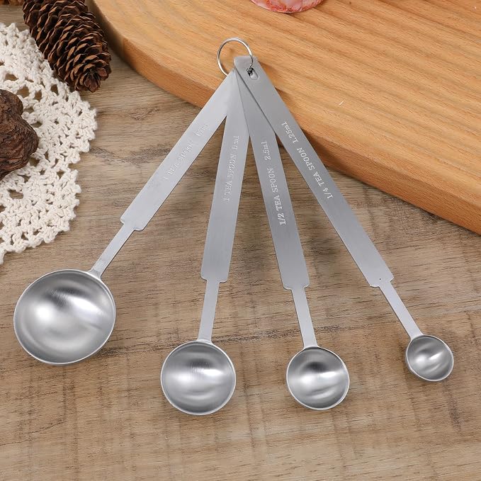 4 Pcs Long Handle Measuring Spoons Set Stainless Steel Measuring Spoon Set - Image 5