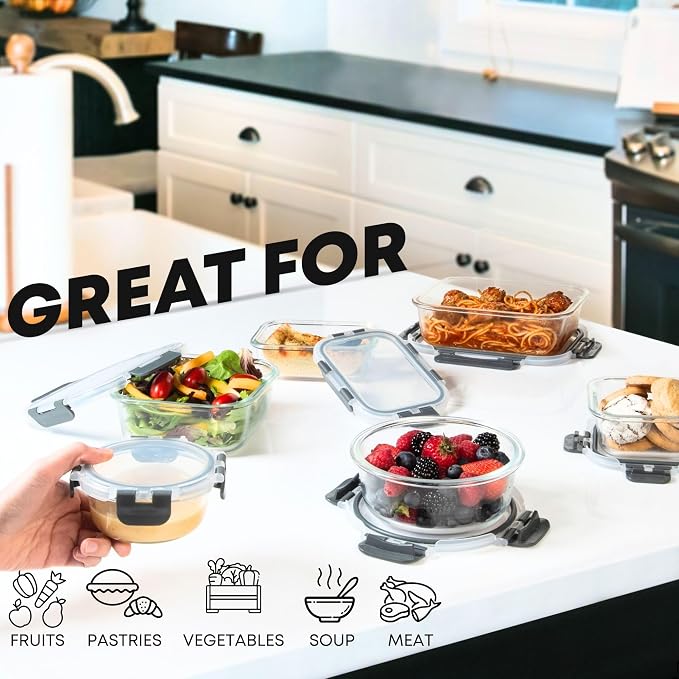 Razab 30 PC Glass Food Storage Containers - Image 4