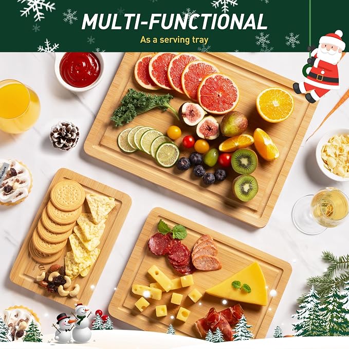 Bamboo Cutting Board Set Non Slip Feet Over Sink Kitchen Gadgets Seller 2024 - Image 6