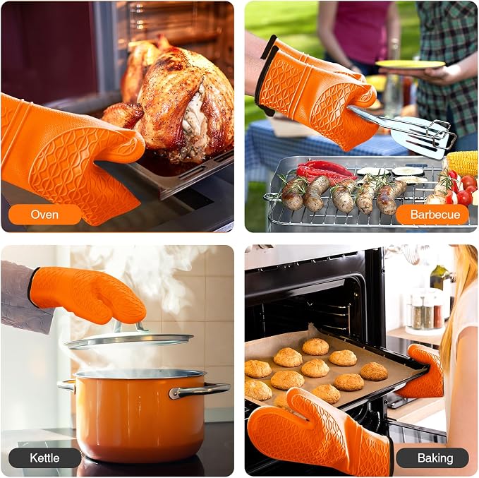 Silicone Oven Mitts, Heat Resistant 2PCS Oven Mitts - Image 6