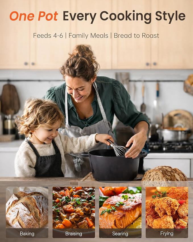 Nuwave 6QT Healthy Enameled Cast Iron Dutch Oven Pot - Image 7