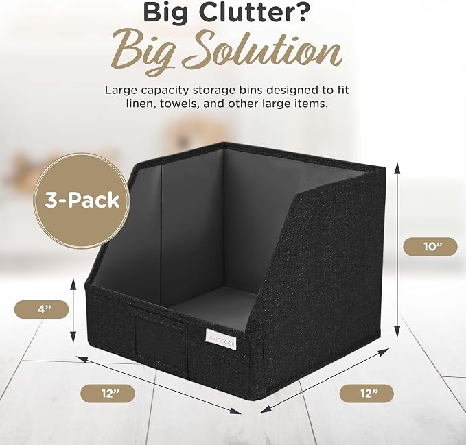 VIVIDECOR Open Front Trapezoid Closet Bins 12x12x10 – Closet Shelf Organizer - Image 4