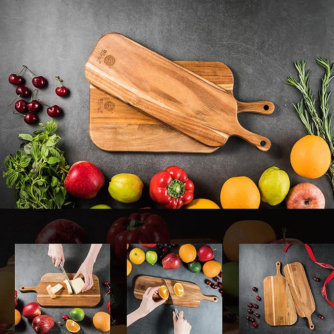 Wood Cutting Board Set with Handle - Image 2