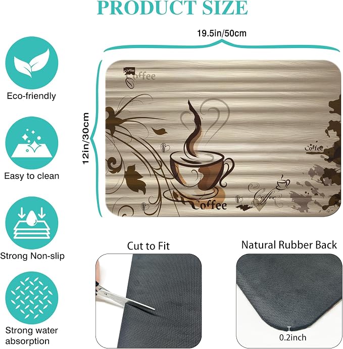 Fun Coffee Mat 19inx12in, Coffee Bar Mat - Image 5