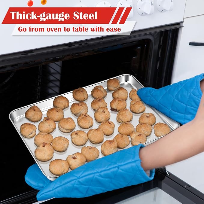 E-far Cookie Sheets for Baking, 18”x13” Stainless Steel Baking Sheet Pans for - Image 3