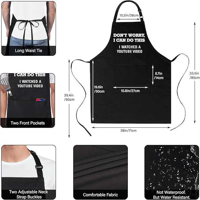 Xornis 100% Cotton Funny Apron for Men Women Adjustable Bib Aprons - Image 3