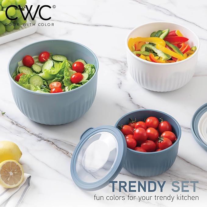 COOK WITH COLOR Prep Bowls with Lids- Wide and Deep Nesting Plastic Small - Image 2
